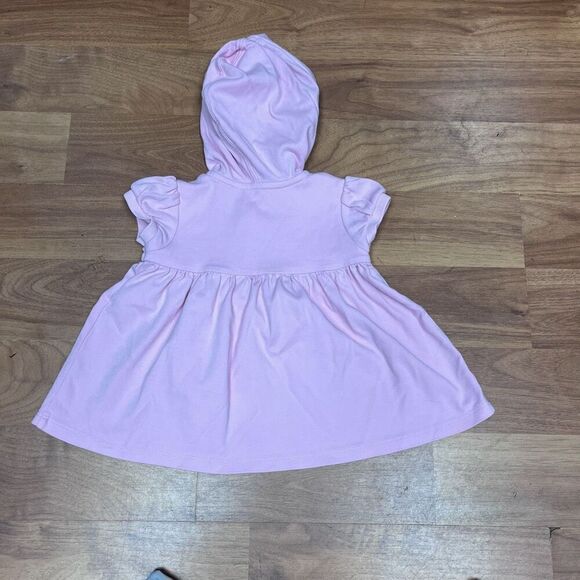 Ralph Lauren Girl Puff Sleeve Hooded Half Button Front Mini Dress Pink Size 18M - Picture 6 of 10